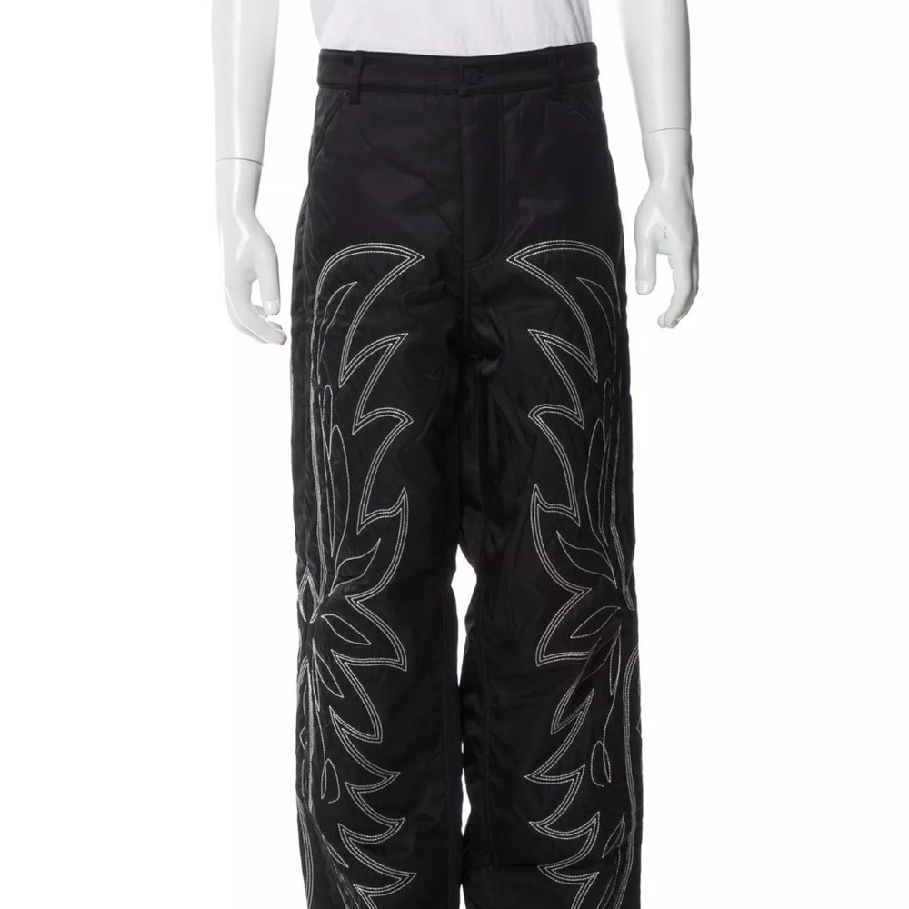 “Bally” Graphic Print Pants ( NWT ) Black Embroidered Pants